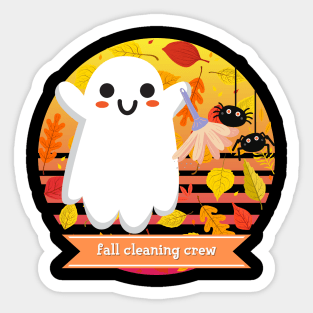 Halloween Cute Ghost Fall Cleaning Crew Sticker